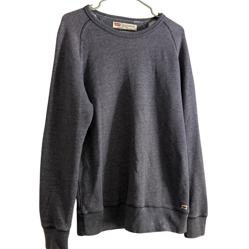 Levis Crewneck Sweatshirt Raglan Heather Navy Blue Cotton Mens Size Medium M